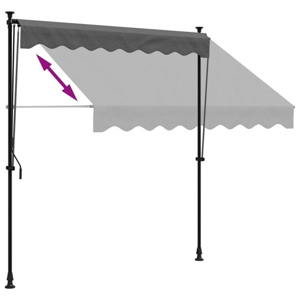 Grote foto vidaxl luifel uittrekbaar 200x150 cm stof en staal antracietkleurig tuin en terras overige tuin en terras