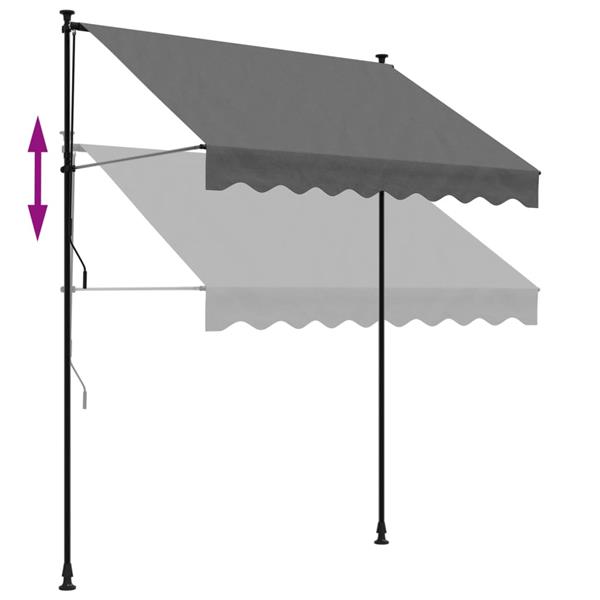 Grote foto vidaxl luifel uittrekbaar 200x150 cm stof en staal antracietkleurig tuin en terras overige tuin en terras