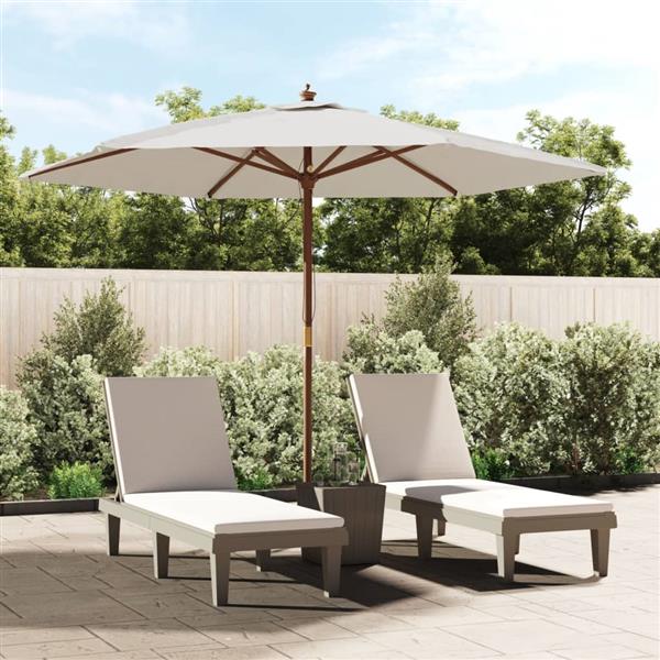 Grote foto vidaxl parasol met houten paal 299x240 cm zandkleurig tuin en terras overige tuin en terras
