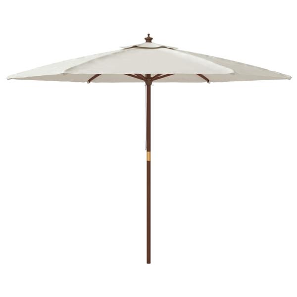 Grote foto vidaxl parasol met houten paal 299x240 cm zandkleurig tuin en terras overige tuin en terras