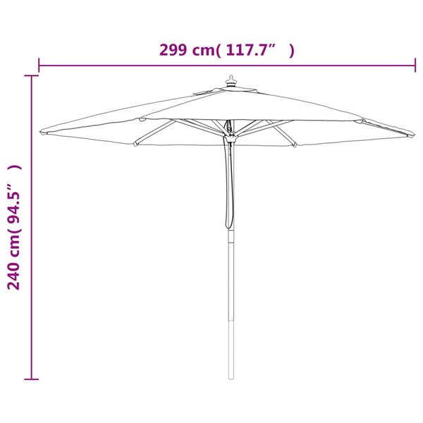 Grote foto vidaxl parasol met houten paal 299x240 cm zandkleurig tuin en terras overige tuin en terras