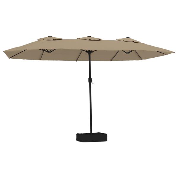 Grote foto vidaxl parasol dubbel dak met led 449x245 cm taupe tuin en terras overige tuin en terras