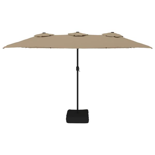 Grote foto vidaxl parasol dubbel dak met led 449x245 cm taupe tuin en terras overige tuin en terras
