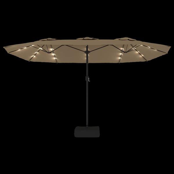 Grote foto vidaxl parasol dubbel dak met led 449x245 cm taupe tuin en terras overige tuin en terras