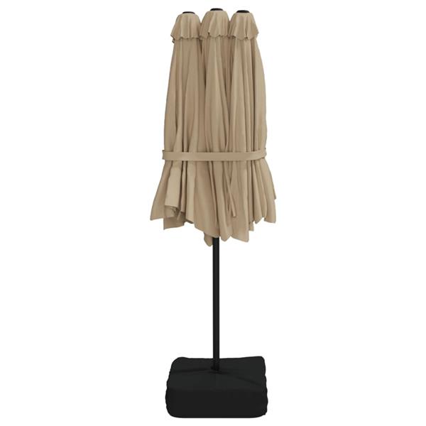 Grote foto vidaxl parasol dubbel dak met led 449x245 cm taupe tuin en terras overige tuin en terras
