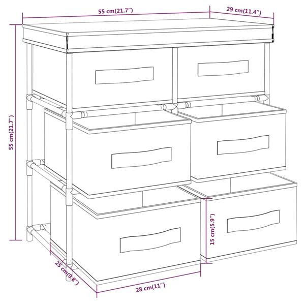 Grote foto vidaxl opbergkast met 6 lades 55x29x55 cm staal zwart huis en inrichting overige