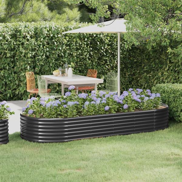 Grote foto vidaxl plantenbak 249x100x36 cm gepoedercoat staal antracietkleurig tuin en terras overige tuin en terras