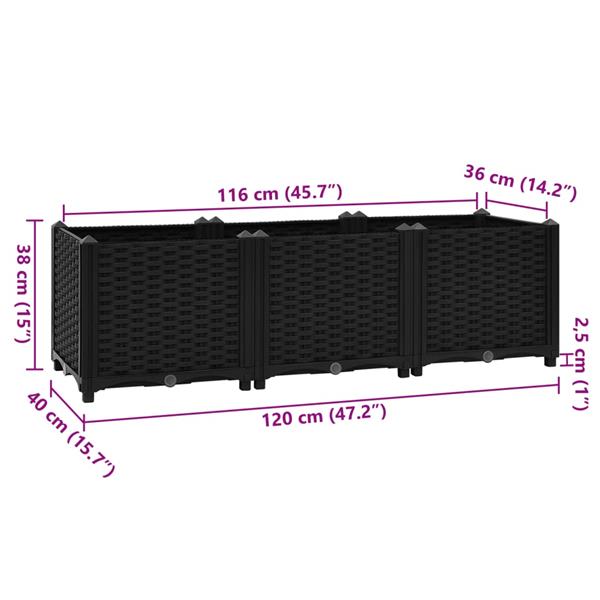 Grote foto vidaxl plantenbak verhoogd 120x40x38 cm polypropyleen tuin en terras overige tuin en terras
