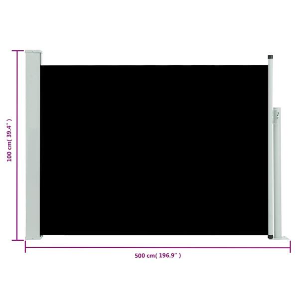 Grote foto vidaxl tuinscherm uittrekbaar 100x500 cm zwart tuin en terras overige tuin en terras