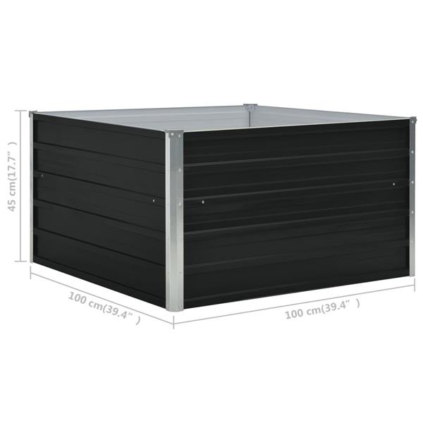 Grote foto vidaxl plantenbak verhoogd 100x100x45cm gegalvaniseerd staal antraciet tuin en terras overige tuin en terras