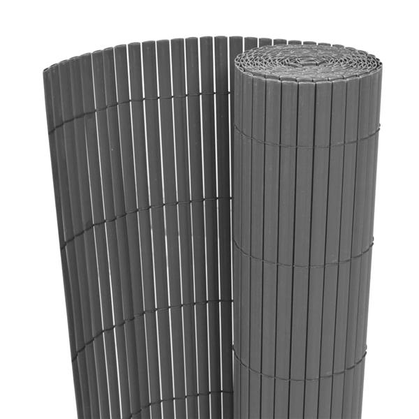 Grote foto vidaxl tuinafscheiding dubbelzijdig 90x300 cm pvc grijs tuin en terras hekken en schuttingen