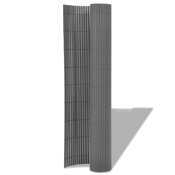 Grote foto vidaxl tuinafscheiding dubbelzijdig 90x300 cm pvc grijs tuin en terras hekken en schuttingen