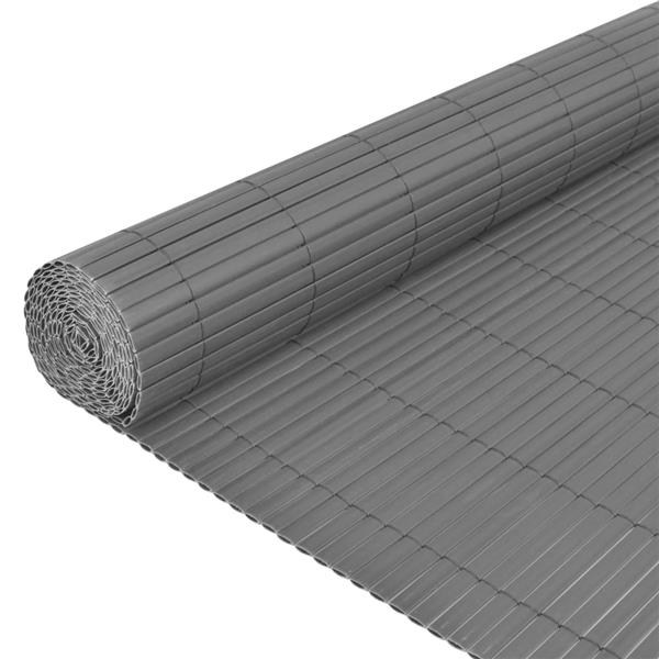 Grote foto vidaxl tuinafscheiding dubbelzijdig 90x300 cm pvc grijs tuin en terras hekken en schuttingen