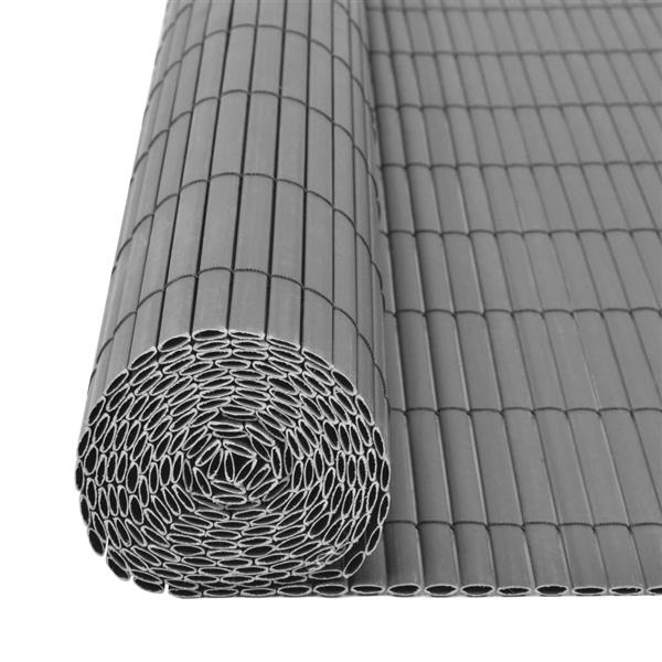 Grote foto vidaxl tuinafscheiding dubbelzijdig 90x300 cm pvc grijs tuin en terras hekken en schuttingen