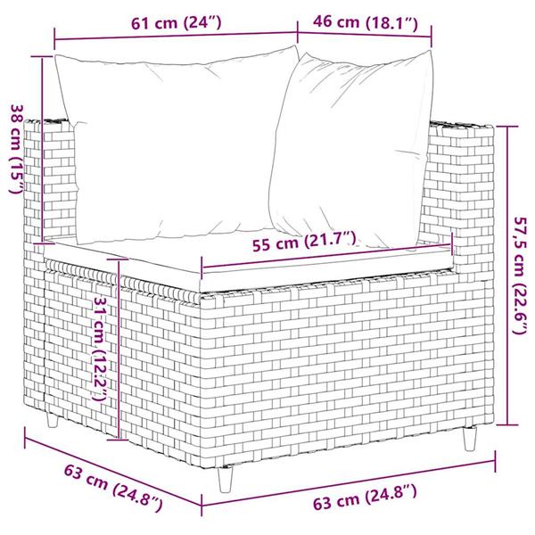 Grote foto vidaxl 6 delige loungeset met kussens poly rattan zwart tuin en terras tuinmeubelen