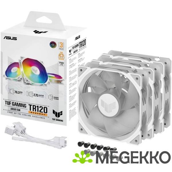 Grote foto asus tuf gaming tr120 fan argb reverse white 3in1 computers en software overige computers en software