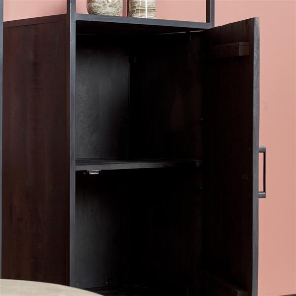 Grote foto boekenkast denver black 55 cm 1 deur zwart mangohout en staal huis en inrichting eettafels