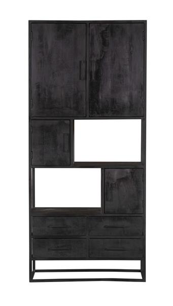 Grote foto vakkenkast denver black 90 cm zwart mangohout en staal huis en inrichting eettafels