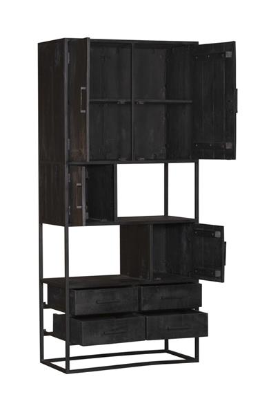Grote foto vakkenkast denver black 90 cm zwart mangohout en staal huis en inrichting eettafels