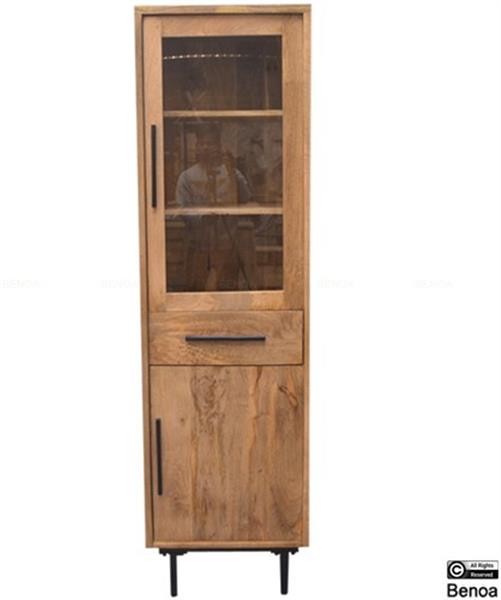 Grote foto vitrinekast jayden naturel vintage mangohout 55x40x190 cm leverbaar vanaf week 22 huis en inrichting eettafels