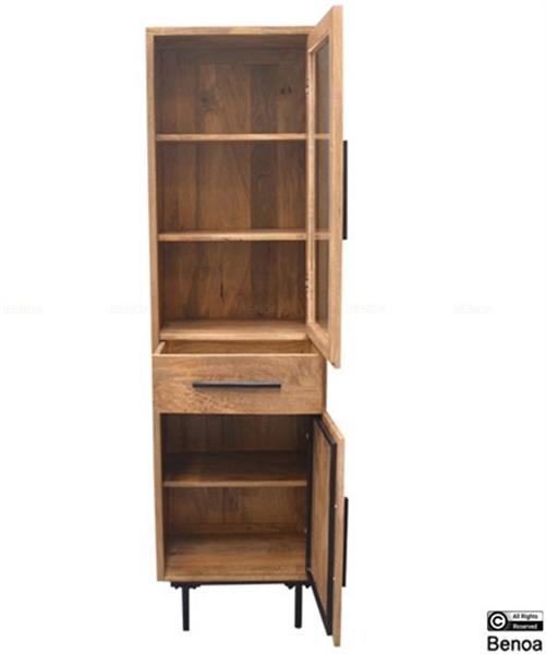 Grote foto vitrinekast jayden naturel vintage mangohout 55x40x190 cm leverbaar vanaf week 22 huis en inrichting eettafels