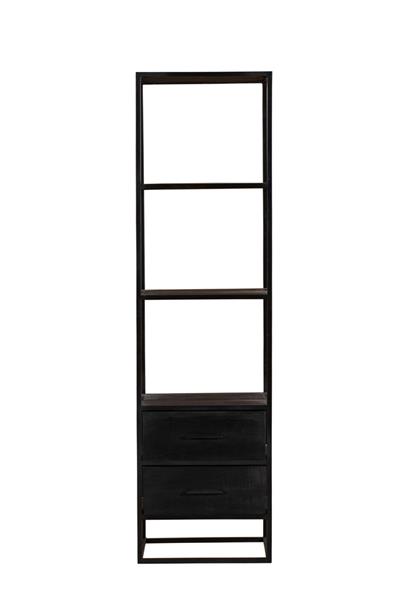Grote foto boekenkast denver black 55 cm 2 lades zwart mangohout en staal huis en inrichting eettafels