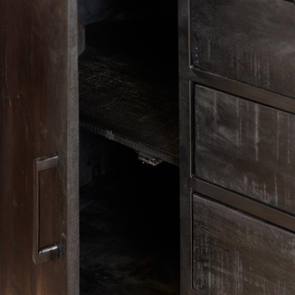 Grote foto dressoir denver black 210 cm zwart mangohout en staal huis en inrichting eettafels