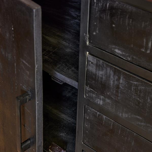 Grote foto dressoir denver black 210 cm zwart mangohout en staal huis en inrichting eettafels