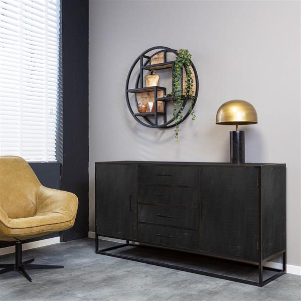 Grote foto dressoir denver black 165 cm zwart mangohout en staal huis en inrichting eettafels