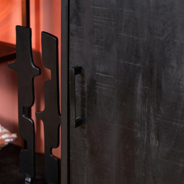 Grote foto kabinet denver black 90 cm zwart mangohout en staal huis en inrichting eettafels