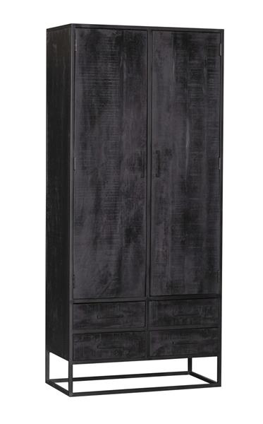 Grote foto kabinet denver black 90 cm zwart mangohout en staal huis en inrichting eettafels