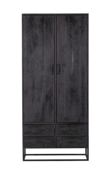 Grote foto kabinet denver black 90 cm zwart mangohout en staal huis en inrichting eettafels