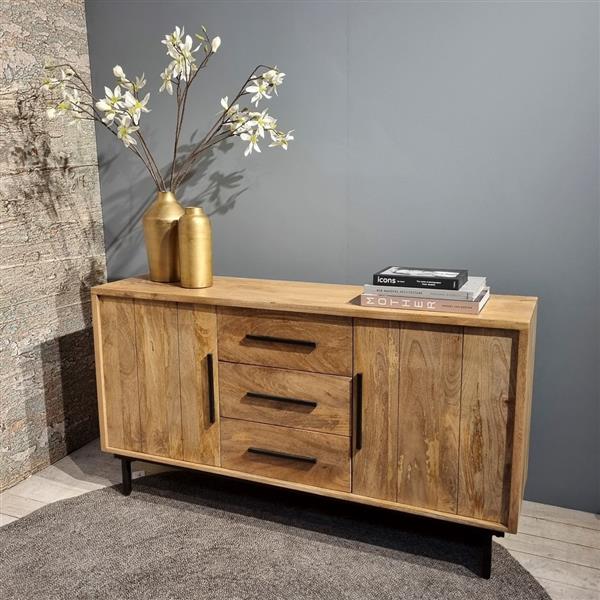 Grote foto dressoir jayden naturel vintage mangohout 155x40x80 cm huis en inrichting eettafels