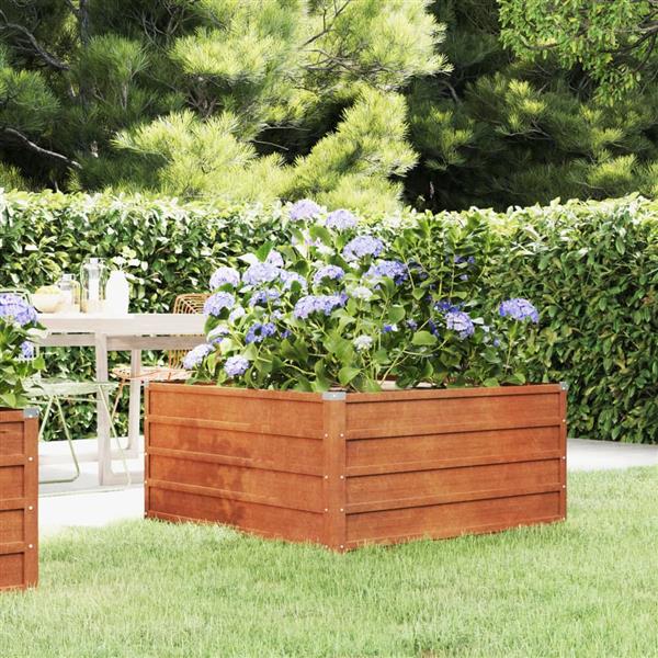 Grote foto vidaxl plantenbak verhoogd 100x100x45 cm cortenstaal roestig tuin en terras overige tuin en terras