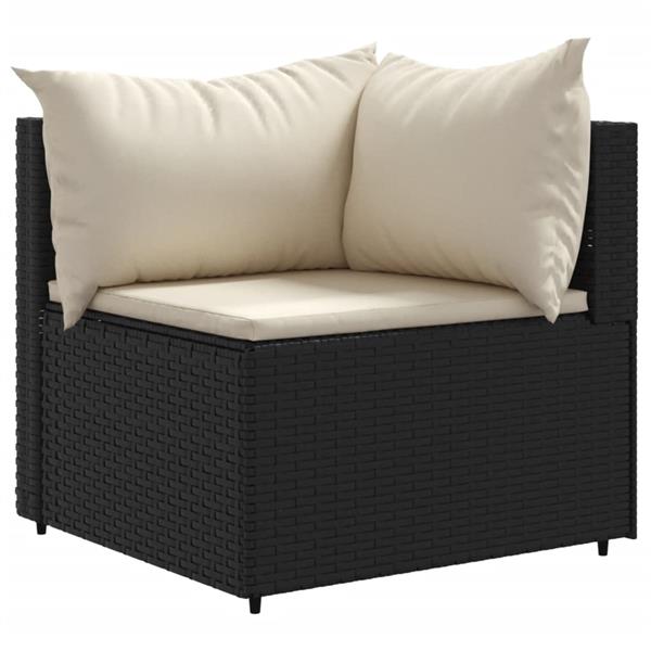 Grote foto vidaxl 4 delige loungeset met kussens poly rattan zwart tuin en terras tuinmeubelen