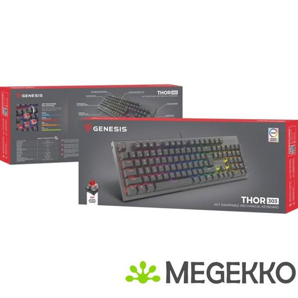 Grote foto genesis nkg 1877 thor 303 usb gaming toetsenbord in zwart computers en software toetsenborden