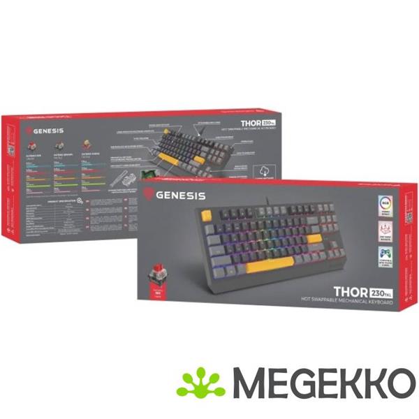Grote foto genesis nkg 2081 thor 230 tkl usb gaming toetsenbord in grijs computers en software toetsenborden