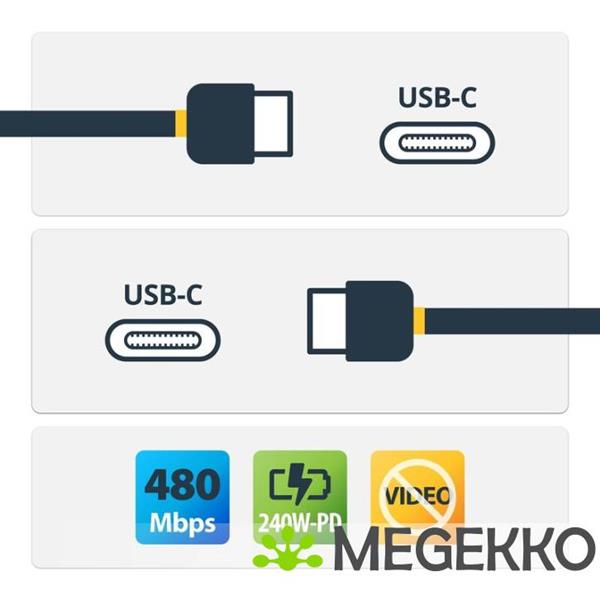 Grote foto startech.com 3m usb c laadkabel usb if gecertificeerde usb kabel 240w pd epr usb 2.0 type c lapto computers en software overige computers en software