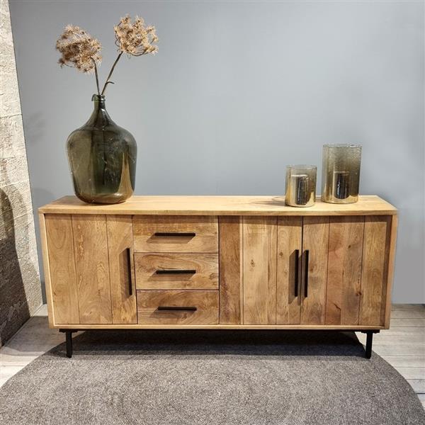 Grote foto dressoir jayden naturel vintage mangohout 180x40x80 cm huis en inrichting eettafels