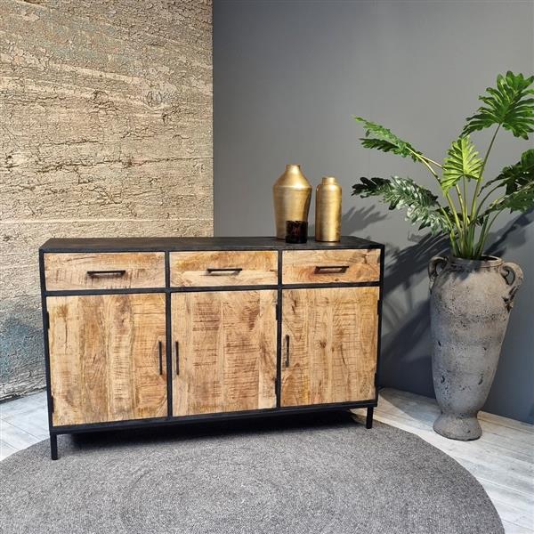 Grote foto dressoir sterre mangohout metaal 90x40x145 cm huis en inrichting eettafels