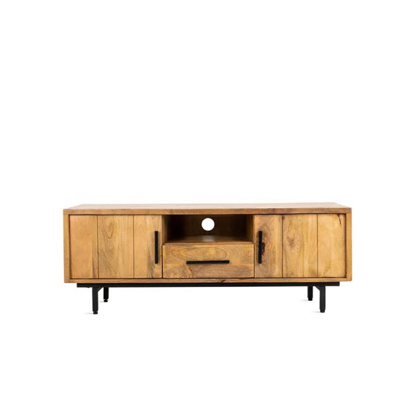 Grote foto tv meubel jayden naturel vintage mangohout 150x40x50 cm huis en inrichting eettafels