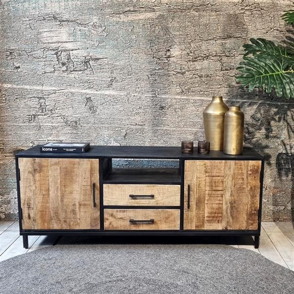Grote foto tv meubel sterre mangohout metaal 50x40x145 cm huis en inrichting eettafels