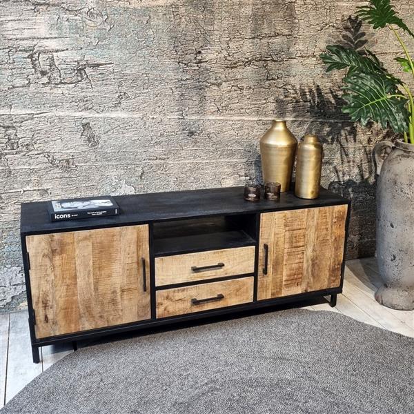 Grote foto tv meubel sterre mangohout metaal 50x40x145 cm huis en inrichting eettafels