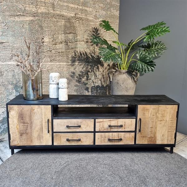 Grote foto tv meubel sterre mangohout metaal 50x40x175 cm huis en inrichting eettafels