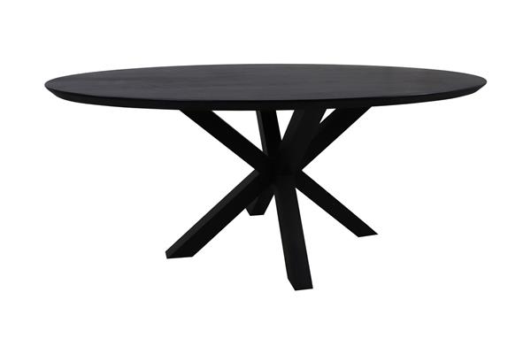 Grote foto eettafel zurich ovaal 240x110x76 cm zwart swiss edge acaciahout huis en inrichting eettafels