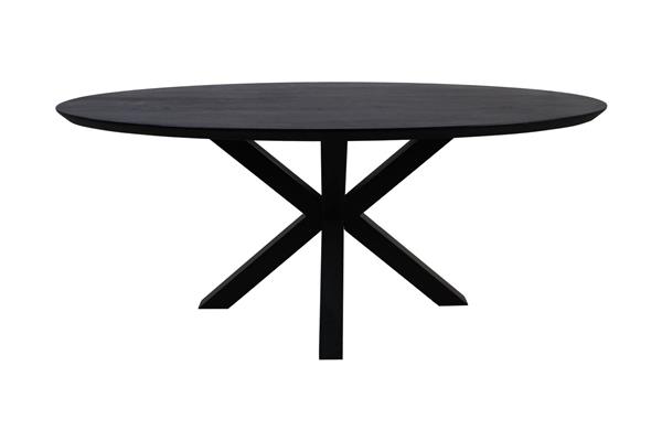 Grote foto eettafel zurich ovaal 240x110x76 cm zwart swiss edge acaciahout huis en inrichting eettafels