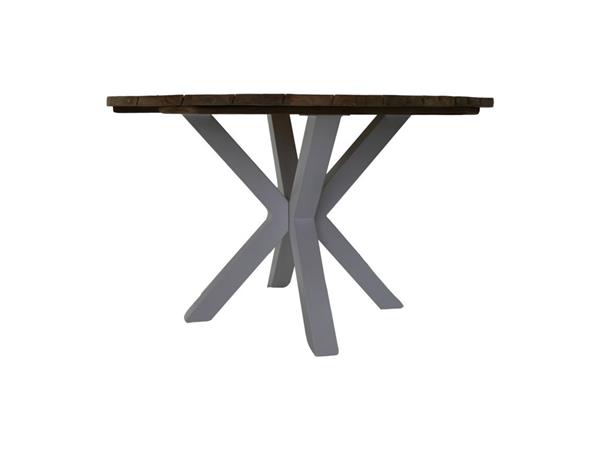 Grote foto tuintafel cannes rond 130x76 cm naturel oud teakhout wit metaal huis en inrichting eettafels