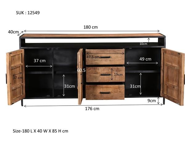 Grote foto dressoir sturdy 180x40x90 cm huis en inrichting eettafels
