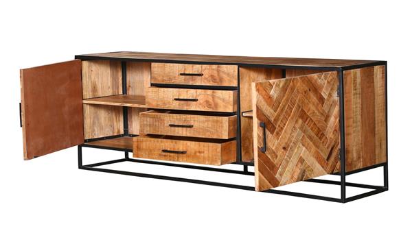 Grote foto dressoir arlington 210x45x75 cm visgraat patroon huis en inrichting eettafels
