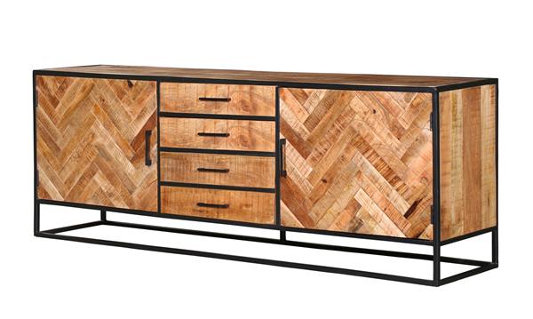 Grote foto dressoir arlington 210x45x75 cm visgraat patroon huis en inrichting eettafels